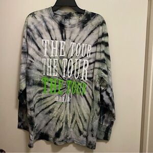 Beetlejuice The Musical Tour Graphic Long Sleeve Tee T Shirt L Gray  Tie Dye